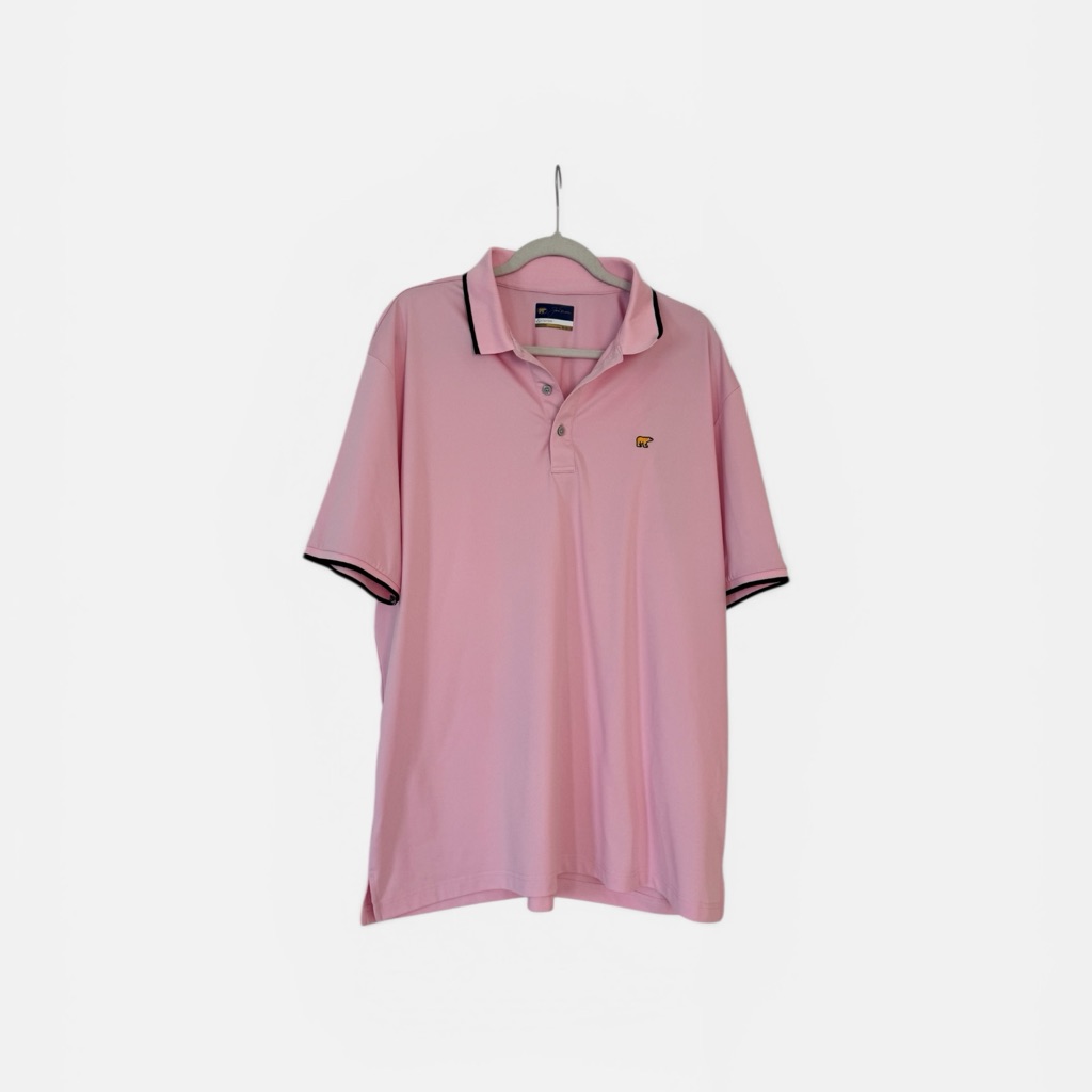 Mens Light Pink Polo With Contrast Trim
